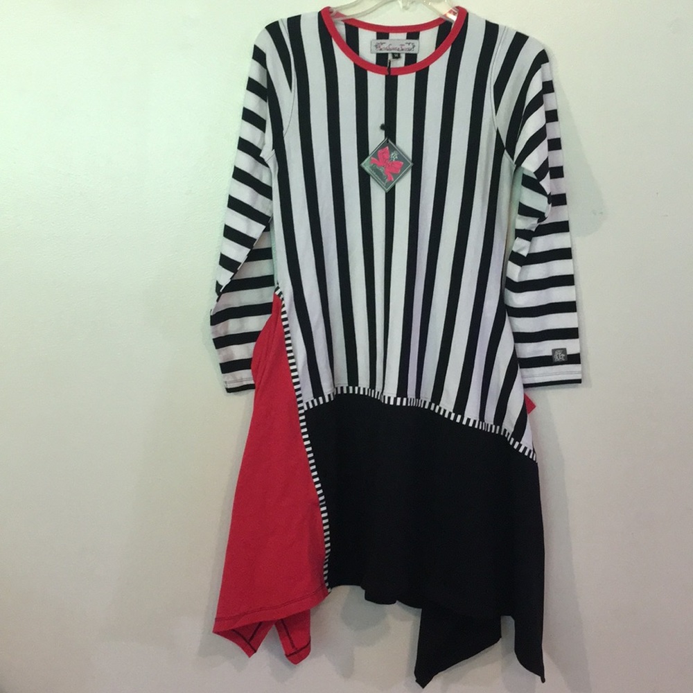 Kid CuteTure Pocket Dress Sz 14 NEW Red/Black Stripe Skater Dress Back to School